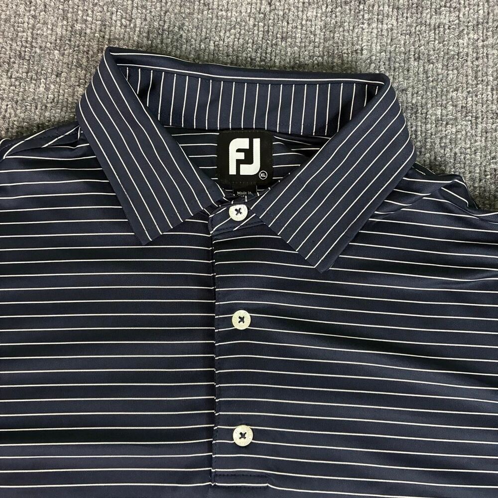 FootJoy FJ Men’s XL Black White Stripe Golf Polo Performance Shirt